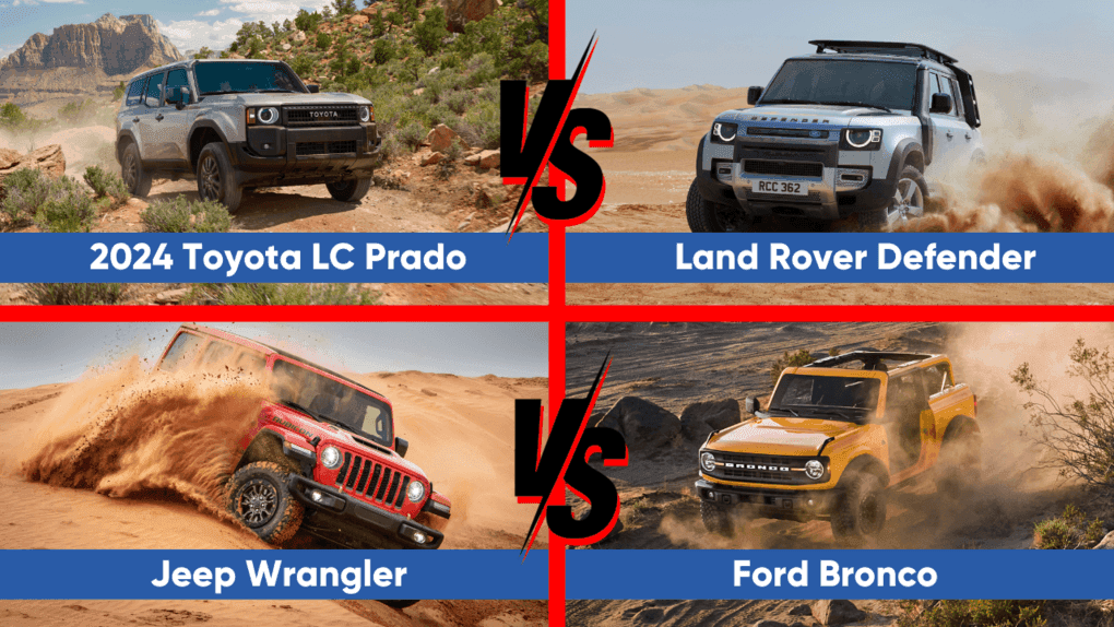 2024 Toyota Land Cruiser Prado Vs Land Rover Defender Vs Jeep Wrangler Vs The Ford Bronco — cover image